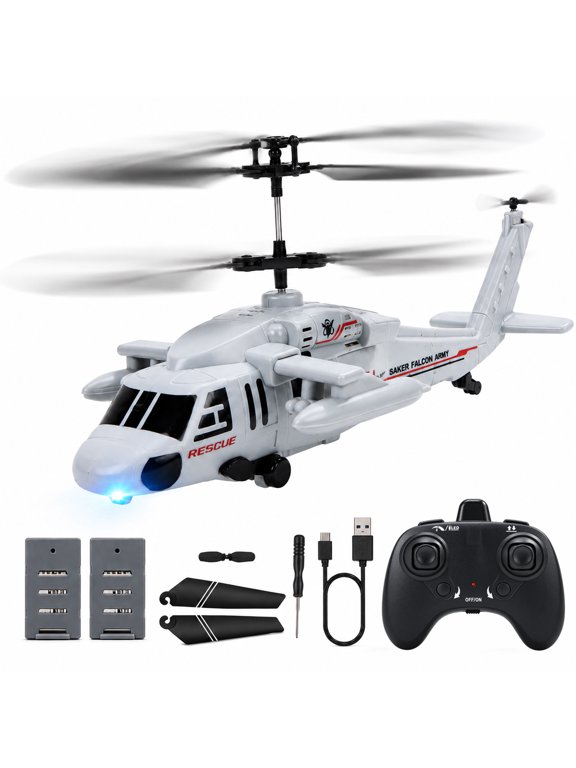 RC Helicopter for Kids and Adults, 2.4GHz Remote Control Helicopter with 2 Batteries, 26 Min Flight, Altitude Hold, One-Key Takeoff, LED Light, Indoor Flying Toy Gift for Boys