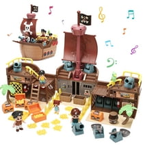 JoyStone Brown Pirate Boat Toys for Kids, Toy Ship for Pirate Playhouse, Creative Building Toys, Great Birthday Gift for Boys & Girls Ages 3+
