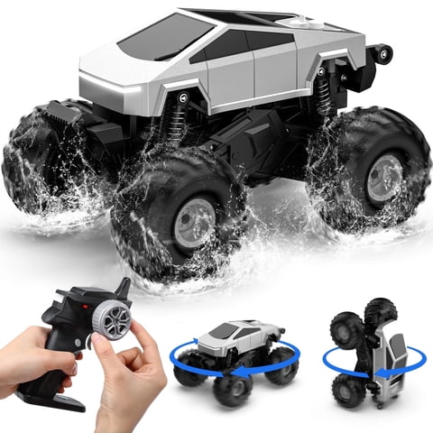 JoyStone Amphibious RC Car for Kids, 4WD Remote Control Monster Truck, All-Terrain Waterproof RC Truck with 360° Stunts, One-Key Stand-Up, LED Lights, Off-Road Toy for Boys Girls