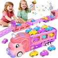 thumbnail image 1 of JoyStone Car Toys for Toddler Girls, Princess Truck with Lights and Sounds, Foldable 2-Player Race Track, 6 Friction Powered Cars, Birthday Gift for Kids Ages 3-8, 1 of 7