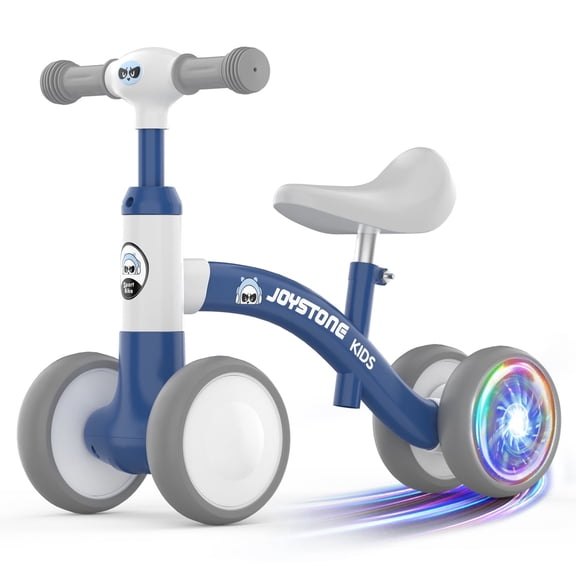 JoyStone Colorful Lighting Baby Balance Bike, No Pedal 4 Silence Wheels & Soft Seat, Adjustable Handlebar Seat, Toys for 1 Year Old Boy Girls Gifts, Blue