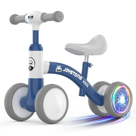 JoyStone Colorful Lighting Baby Balance Bike, No Pedal 4 Silence Wheels & Soft Seat, Adjustable Handlebar Seat, Toys for 1 Year Old Boy Girls Gifts, Blue