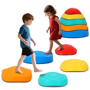 JoyStone Colorful Stepping Stones for Kids, 5 Pcs Durable Non-Slip Toddler Balance Stones, Obstacle Courses Sensory Toys/Stacking Blocks/Beach Toys for Boys Girls