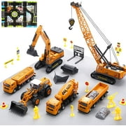 JoyStone Construction Vehicles Boys Toy Playsets, Crane Truck Excavator Crane Dump Truck Toy Car Sets Gift for Kids Toddlers