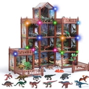 JoyStone Dinosaur 11 Rooms House for Boys with 12 Dinosaurs, DIY Dinosaur Figure Mountain Playset Pretend Play House Accessories for Kids Ages 6-12, Christmas a