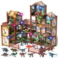 thumbnail image 1 of JoyStone Dinosaur Dollhouse with 14 Rooms and Mountain Playset, Includes 12 Dinosaurs & Accessories, Pretend Play House for Kids Ages 6-12, 1 of 9