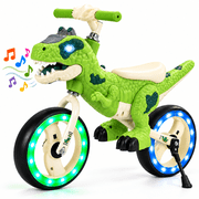 JoyStone Dinosaur Balance Bike for Kids, No-Pedal Training Bike with 10 Inch LED Light-Up Wheels, Sound and Adjustable Handlebar, Toddler Ride on Toy for Boys Girls