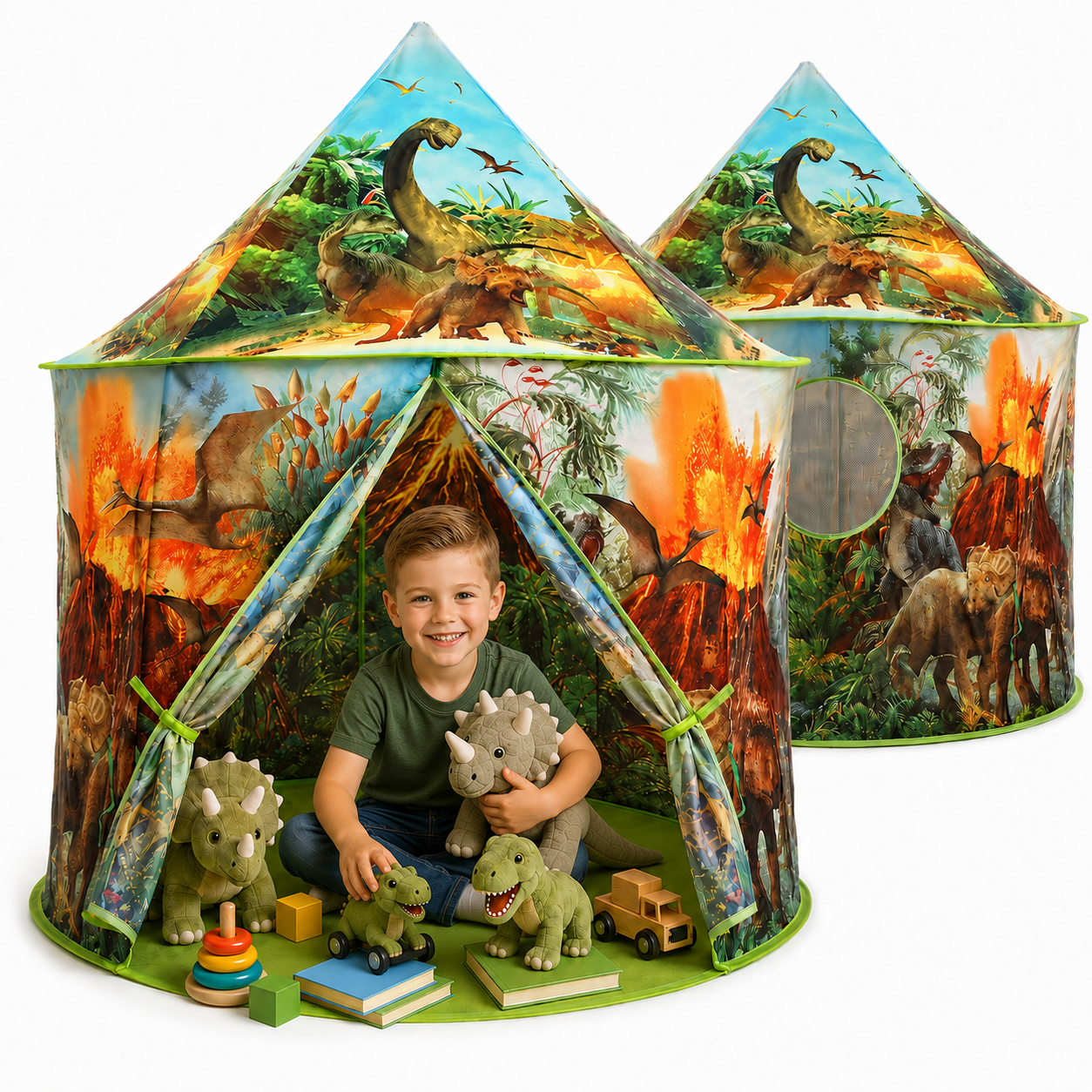 JoyStone JoyStone Dinosaur Kids Play Tent, Discovery Dinosaur Pop-Up Playhouse, Indoor Outdoor Camping Tent for Toddlers Boys Girls