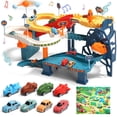 thumbnail image 1 of JoyStone Dinosaur Race Track Playset with Map, 4 Pull Back Dino Cars, Garage Parking Adventure Toy with Lights & Sounds, Educational Gift for Kids Ages 3-8, 1 of 12