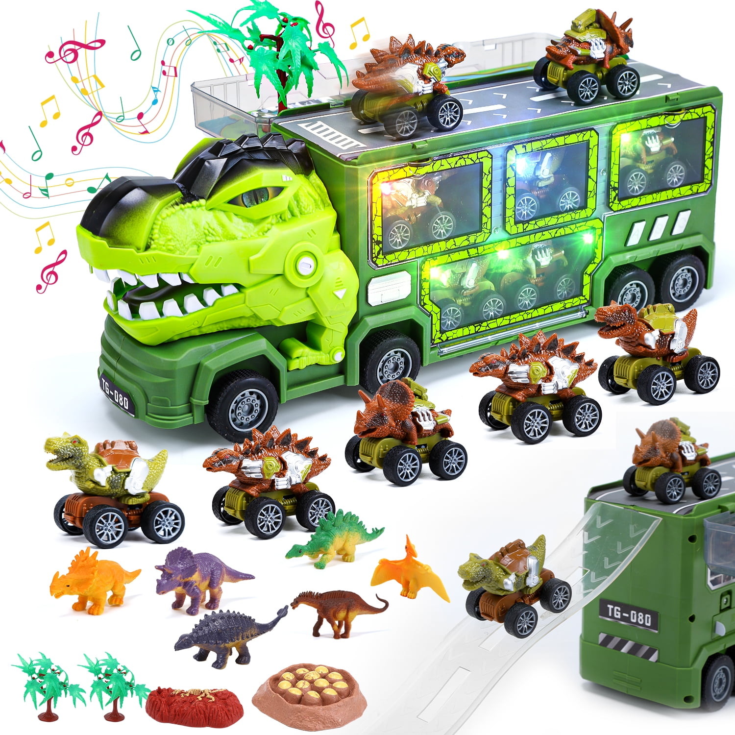 JoyStone Dinosaur Truck Toys for Kids 3-5, 18-in-1 T-Rex Transport ...
