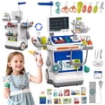 thumbnail image 1 of JoyStone Doctor Kit for Toddlers with Medical Cart, 32pcs Pretend Play Doctor Toys with Stethoscope & Thermometer, Role Play Gift for Kids Ages 3+ (Blue), 1 of 11