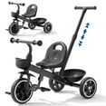 thumbnail image 1 of JoyStone 2-in-1 Toddler Tricycle for Ages 1-4 Years, Kids Trike Toddler Bike with Removable Push Handle, Adjustable Seat & Basket, Black, 1 of 7