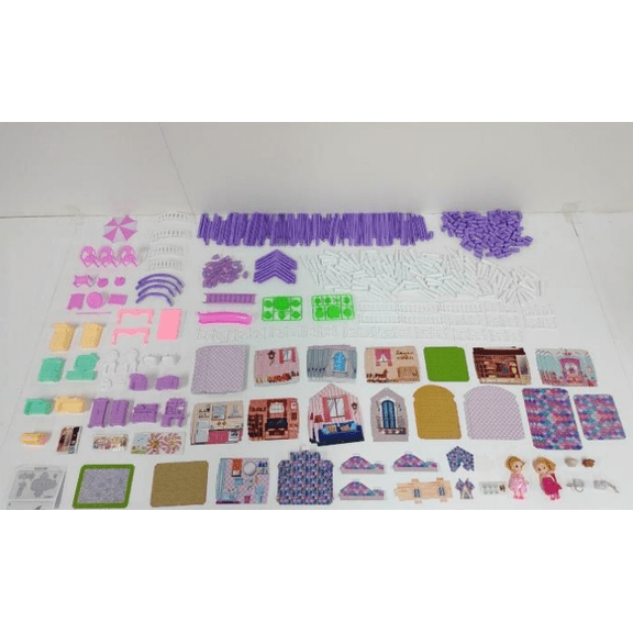 JoyStone DollHouse with Colorful Light, Pretend Play Toddler Doll House Furniture Sets with 2 Dolls, 22 Rooms DIY house, Creative Gift for Girls, Purple