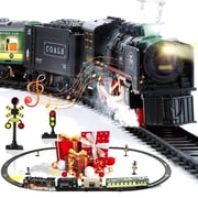 JoyStone Electric Train Set Toys for Boys with Smokes, Lights & Sound, Tracks, Toddler Model Train Set with Steam Locomotive Engine & Cargo Cars and Tracks, Chr