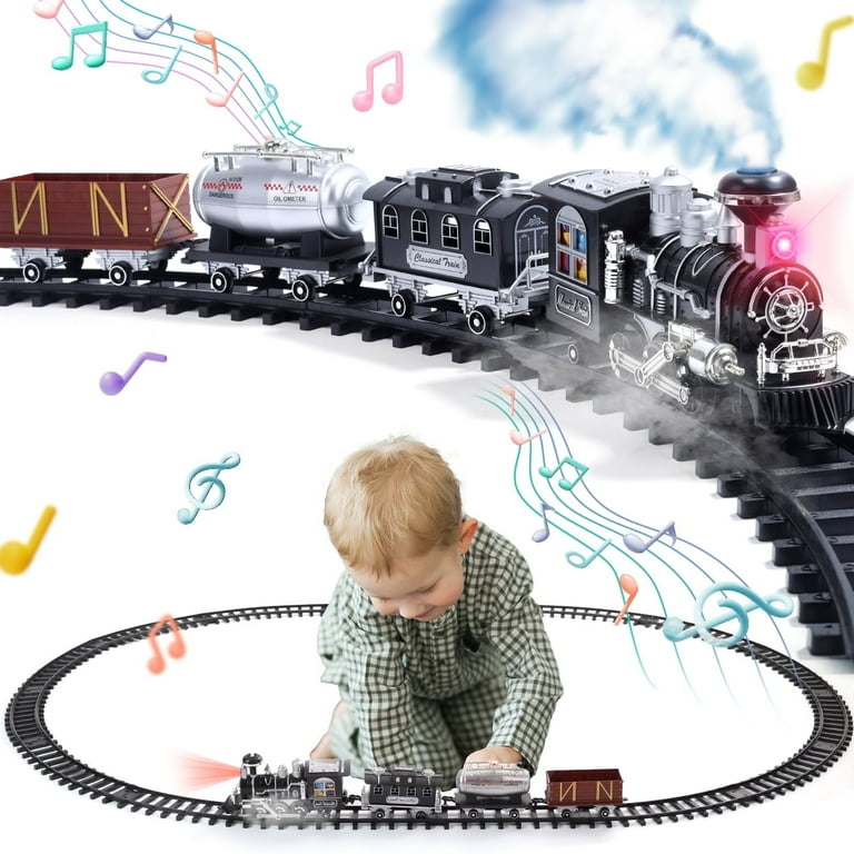 JoyStone Electric Train Set Toys for Boys with Smokes, Lights