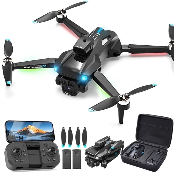 JoyStone FPV Drone with 720P HD Camera for Beginner, 720P Foldable RC Quadcopter with Brushless Motor, Optical Flow, 2 Batteries, Great Gift Toy for Kids Adults, Black