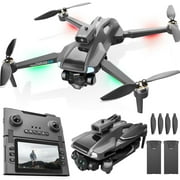 JoyStone FPV Drone with 1080P HD Camera for Beginner, Foldable RC Quadcopter with 4.3" HD LCD RC Screen, SD Card, 5G WiFi, Brushless Motor, Optical Flow, 2 Batteries, Grey