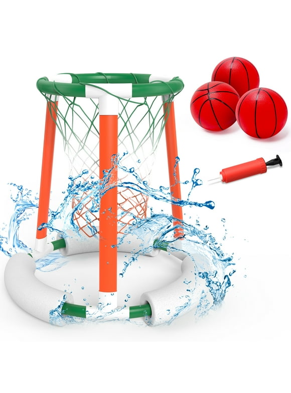 JoyStone Floating Basketball Hoop for Swimming Pool, Pool Basketball Hoop with 3 Balls & Pump, Poolside Basketball Game for Kids and Adults