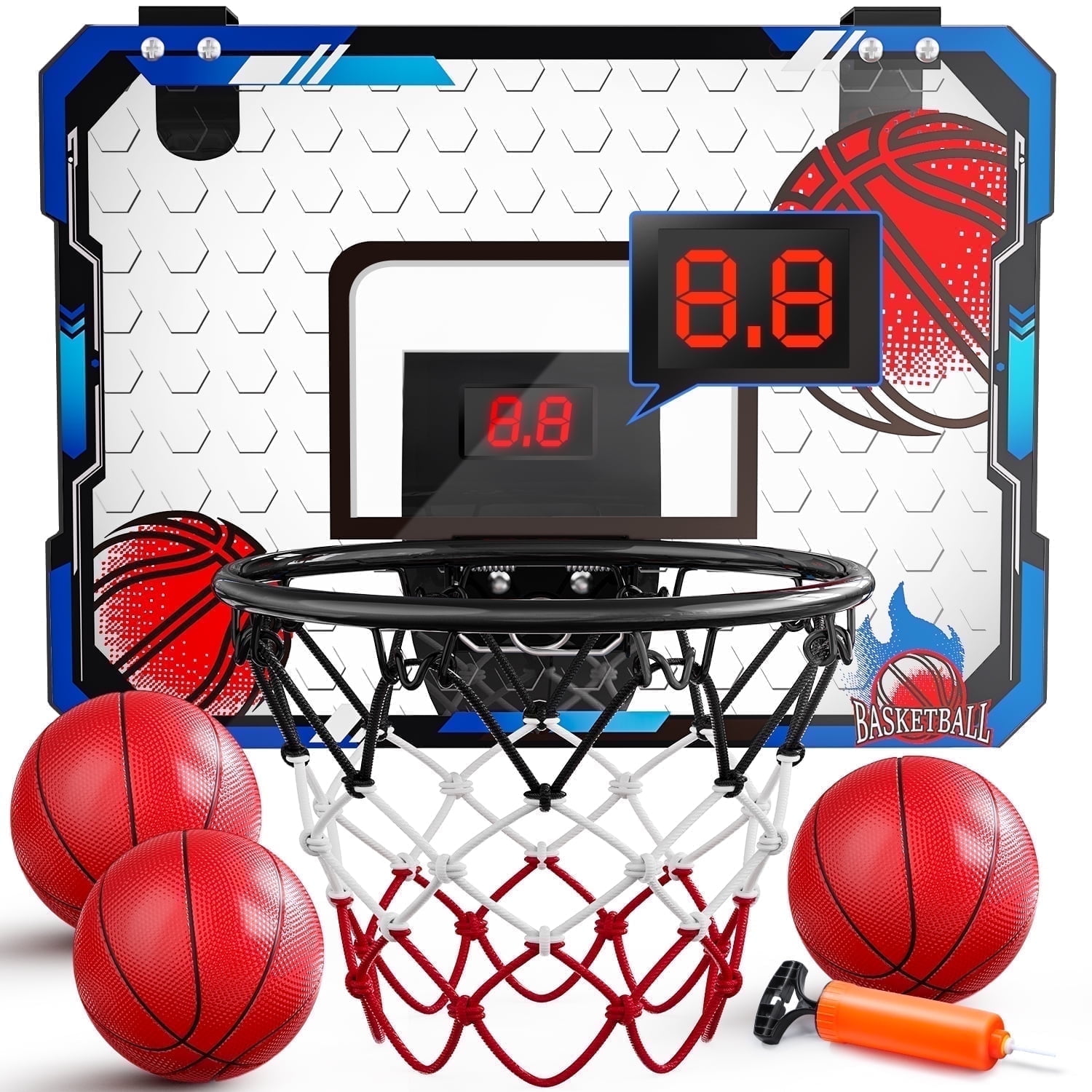 Walmart daily deals:  Walmart Black Friday Deals 2025 - JoyStone Indoor Mini Basketball Hoop, Over The Door Hoop with Electronic Scoreboard, 3 Balls, Inflator, Blue