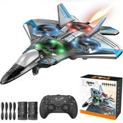 JoyStone Foam Remote Control Airplane, Jet Fighter RC Plane Stunt Drone Toy with LED Lights & 360° Spin, Easy to Fly RC Glider for Kids Adults, Red