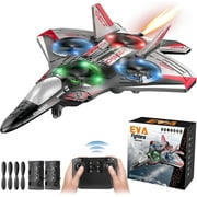 JoyStone Foam Remote Control Airplane, Jet Fighter RC Plane Stunt Drone Toy with LED Lights & 360° Spin, Easy to Fly RC Glider for Kids Adults, Red