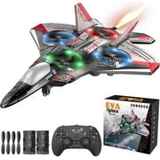 JoyStone Foam Remote Control Airplane, Jet Fighter RC Plane Stunt Drone Toy with LED Lights & 360° Spin, Easy to Fly RC Glider for Kids Adults, Red