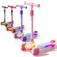thumbnail image 1 of JoyStone Kick Scooter for Kids with LED Light Wheels & Music, 3 Adjustable Height Handlebars, Lean-to-Steer Technology, 3 Wheel Scooter for Toddlers Girls Boys Up to 110 Lbs, Pink, 1 of 11