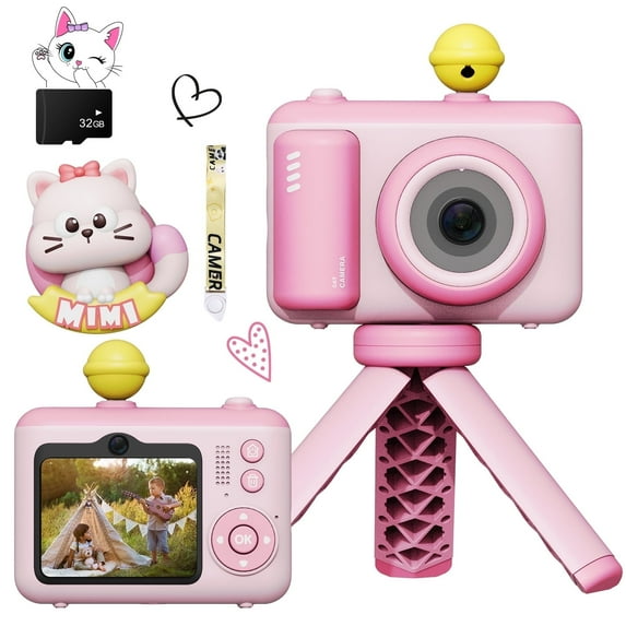 JoyStone Kids Camera with Detachable Lens Cap for kids, Toddler Camera Christmas Birthday Toys Gifts for 3-8 Years Old Boys Girls, 1080P HD Kids Selfie Digital Camera with 32G SD Card