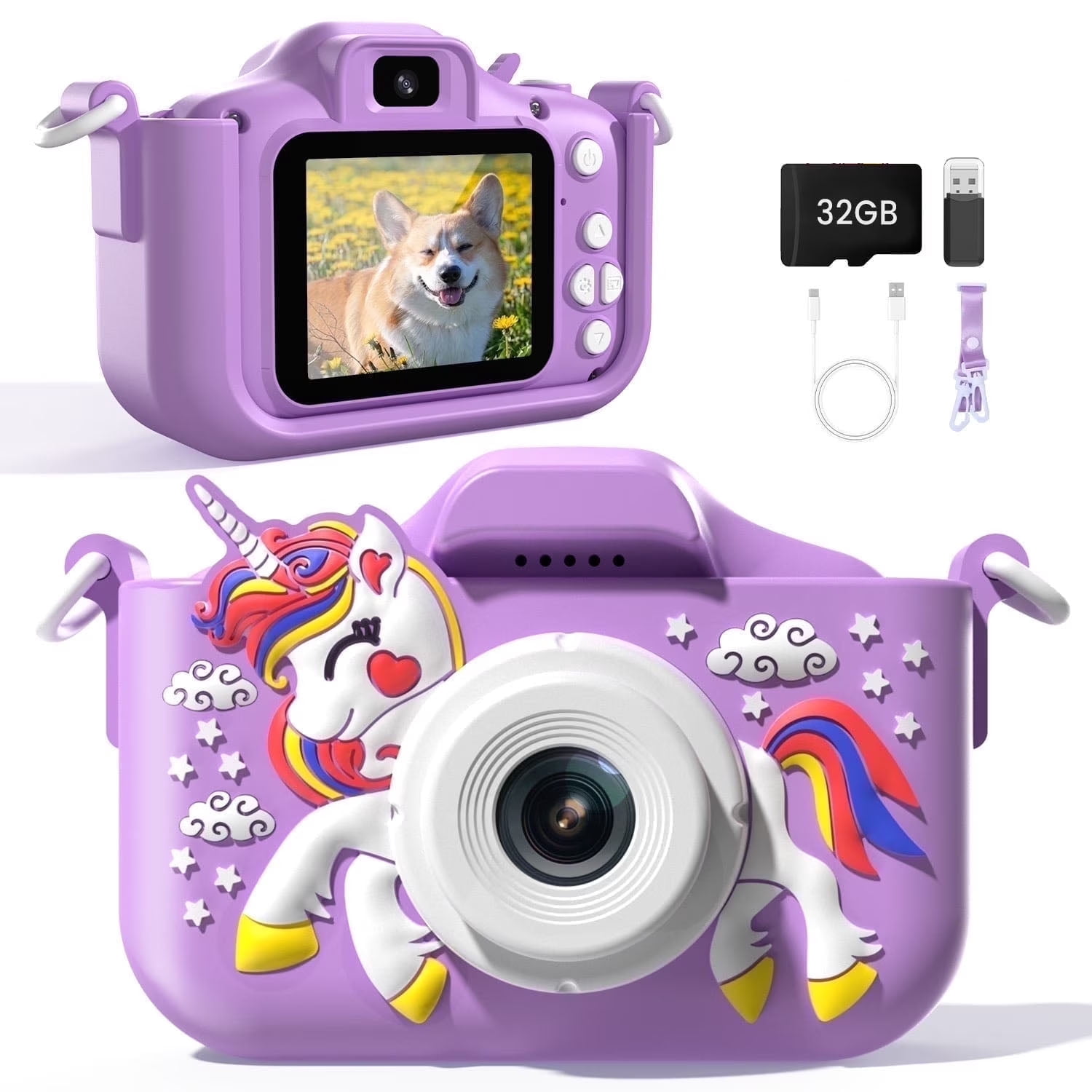 JoyStone JoyStone Kids Camera Toys with 1080P Video for 3-12 Year Old, Birthday Gifts for Kids, 32GB SD Card & Silicone Cover, Purple