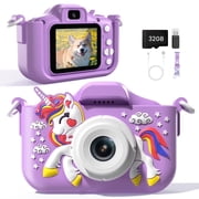 JoyStone Kids Camera Toys with 1080P Video for 3-12 Year Old, Birthday Gifts for Kids, 32GB SD Card & Silicone Cover, Purple