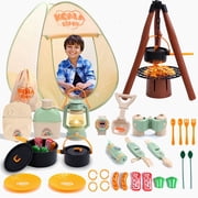 JoyStone Kids Camping Set with Tent, 42Pcs Camping Pretend Play Tent, Toy Campfire, Binoculars, Oil Lantern, Indoor and 