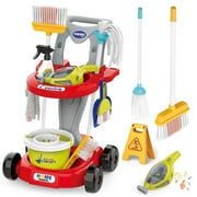 JoyStone Kids Cleaning Set, 22PCS Pretend Play Housekeeping Cart with Broom Mop Duster, Educational Role Play Toy for Toddlers Ages 3+