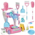 thumbnail image 1 of JoyStone Kids Cleaning Set Toys, 20PCS Pretend Play Housekeeping Supplies Kit Complete Includes Sweeping Broom, Duster, Dustpan, Brush, Rag, Housekeeping Cart Toys Gift for Kids, Pink, 1 of 9