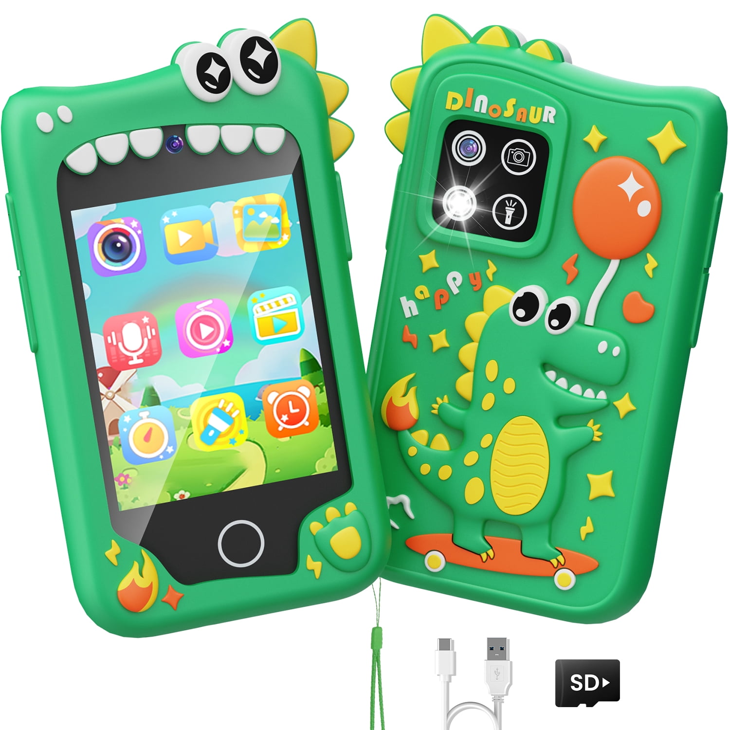 JoyStone JoyStone Kids Smart Phone, 2.8" Touchscreen Toddler Learning Play Toy Phone with Dual Camera, Game, Music Player, Learning Toy Christmas Birthday Gifts for 3-9 Year Old Girls, Green