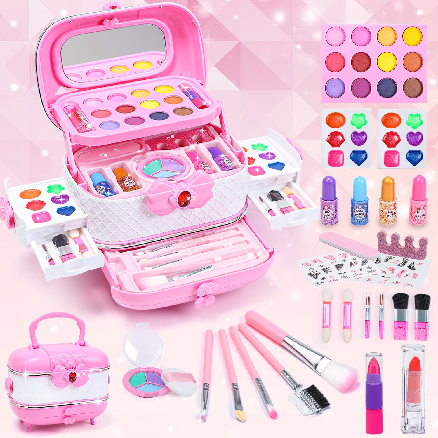 Kids Makeup Kit for Girl, 66 Pcs Washable Makeup Set for Little Girls, Real  Cosm