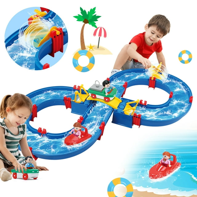 JoyStone Kids Outdoor Water Table Toys, 50PCS DIY Mini Water Park