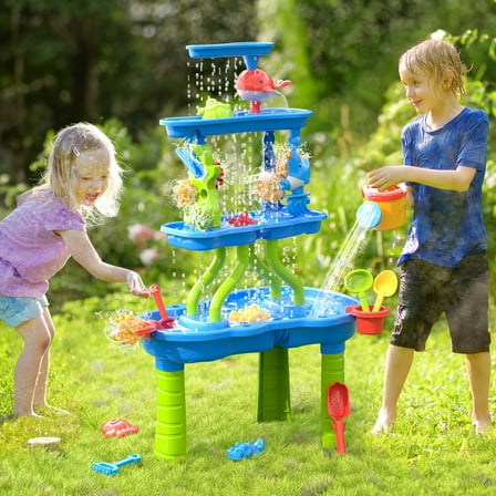 JoyStone Water Table for Toddlers, 4-Tier Kids Sand Water Table, Activity Sensory Play Table Toys for Toddlers, Summer Gift Toys for Outside Backyard