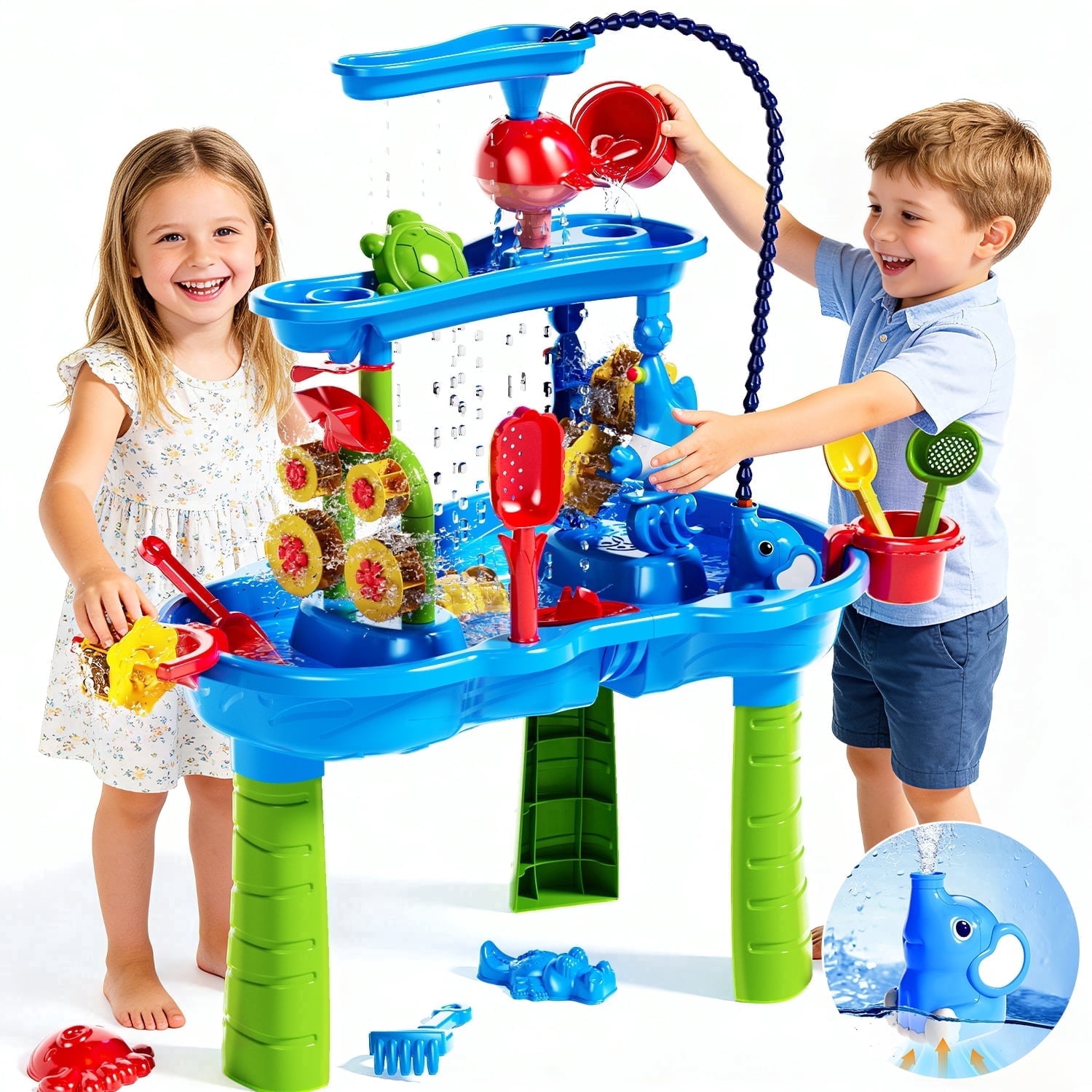 JoyStone JoyStone Kids Sand Water Table with Electric Pump, Activity Sensory Play Table Toys for Toddlers, Water Activity Tables Summer Gift Toys for Outside Backyard for Kids Age 3-5