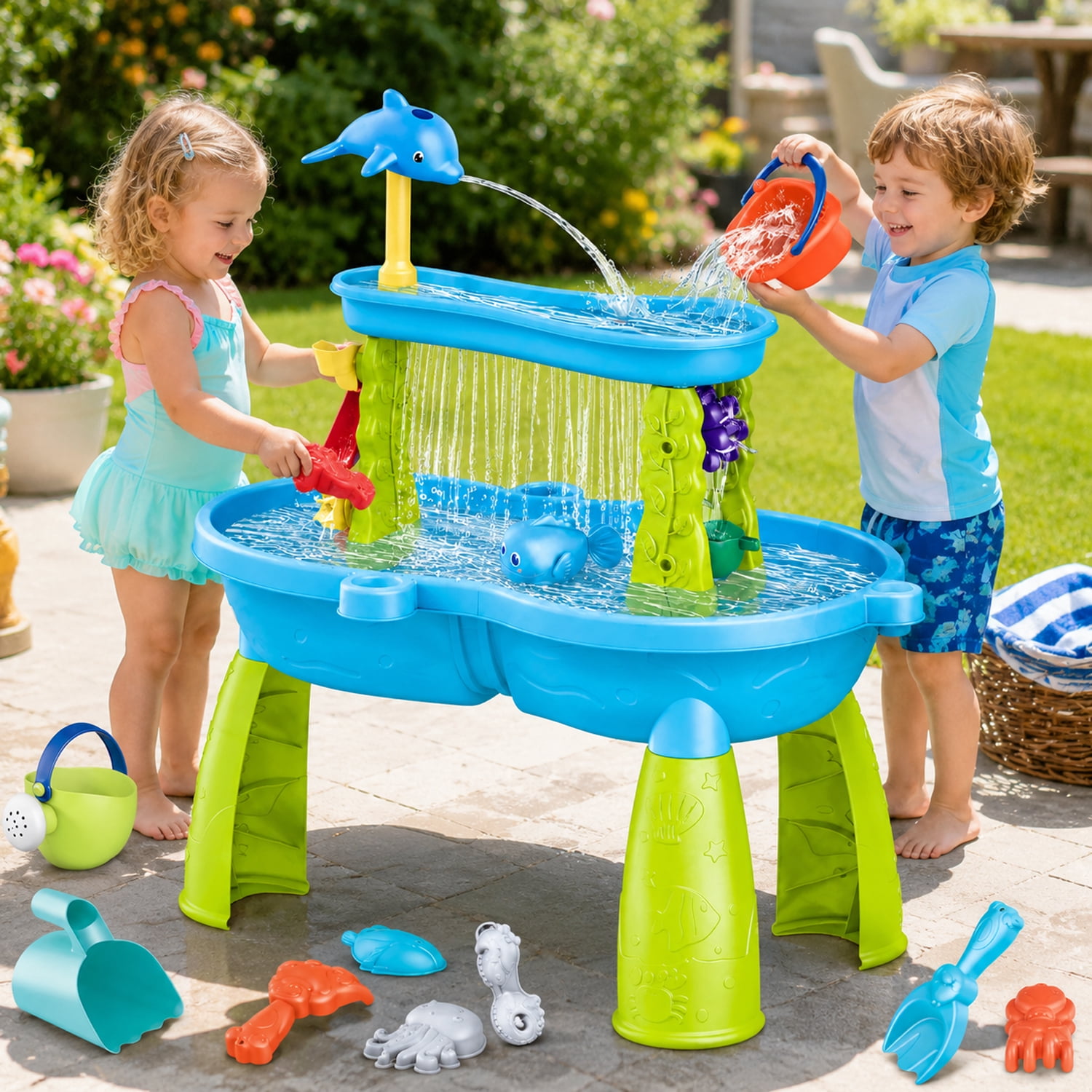 JoyStone JoyStone Kids Sand Water Table, Outdoor Sensory Play Table Toy, 27.16" Tall, Summer Gift for Toddlers & Kids