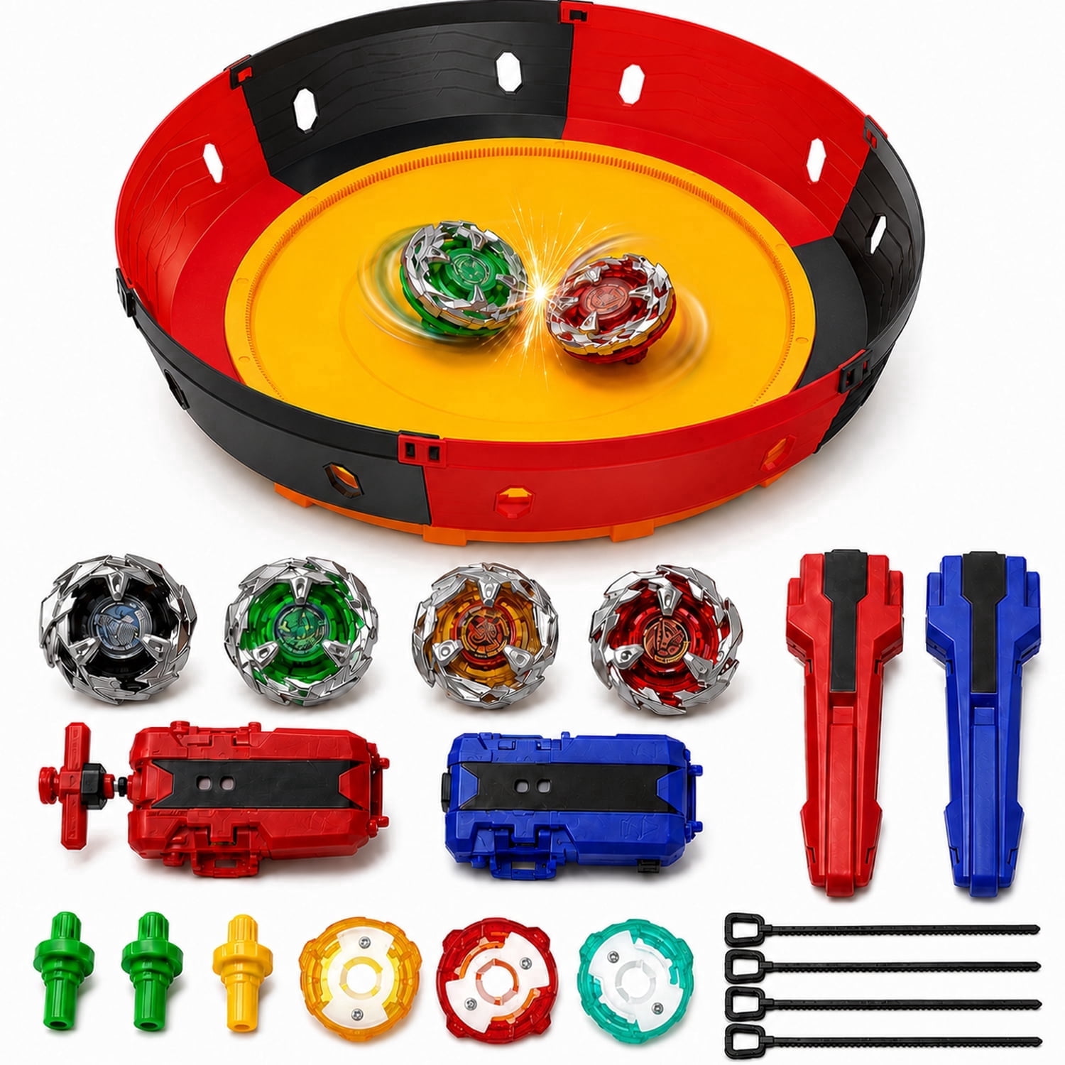 JoyStone JoyStone Battling Top Burst Gyro Toy Set with Arena Stadium, 4 Spinning Tops, 2 Dual Launchers with Grips, Battle Game Set for Boys and Girls Ages 6+