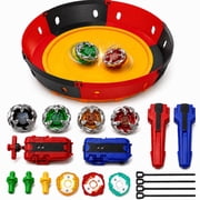 JoyStone Battling Top Burst Gyro Toy Set with Arena Stadium, 4 Spinning Tops, 2 Dual Launchers with Grips, Battle Game Set for Boys and Girls Ages 6+