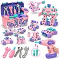 thumbnail image 1 of JoyStone 168PCS Kids Tool Set with Electric Drill, DIY Construction Building Kit with Storage Toolbox, STEM Building Toy, Birthday Gift for Girls Ages 3+, Pink, 1 of 14