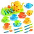 JoyStone Kids Toy Tea Set, 28 Pcs Plastic Play Tea Sets with Teapot
