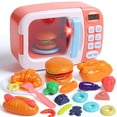 thumbnail image 1 of JoyStone Microwave Kitchen Play Set with Light Sound for Kids with Pretend Fake Food, Great Learning Gifts for Age 3+ Girls Boys, Pink, 1 of 8