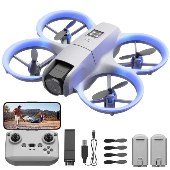 JoyStone Mini HD FPV Drone with Camera 1080P for Kids Adults, RC Quadcopter with LED Lights, One Key Take Off/Land, Optical Flow Position, Headless Mode, 360°Flip, 2 Batteries for Boy Girl