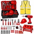 thumbnail image 1 of JoyStone 69 PCS Kids Tool Set with Portable Toolbox, Toy Power Drill, Hard Hat & Vest, Pretend Play Construction Toys for Boys and Girls, 1 of 11