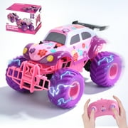 JoyStone Pink RC Cars for Girls, 118 Scale Jeep Remote Control Car, 30 Min Playtime 2.4Ghz LED Light Off-Road Pink Monster RC Trucks