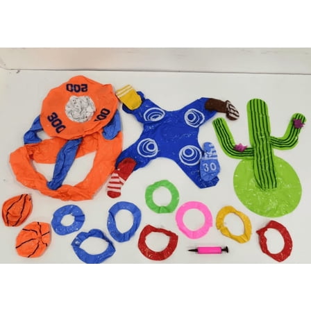 JoyStone Pool Toys Games Set, Floating Basketball Hoop Inflatable Cross Ring Toss Game Toys for Kids Adults, Summer Party Swimming Pool Water Games