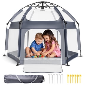 JoyStone Pop-Up Baby Playpen, 50 x 50 In Foldable Baby Fence for Toddlers, Portable Indoor Outdoor Play Yard with Carry Bag and Stakes
