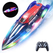 JoyStone RC Boat for Pools and Lakes, 13 Inch Remote Control Boat with LED Lights, 2.4G Racing Boats for Kids & Adults with 2 Rechargeable Battery, Gifts for Boys Girls